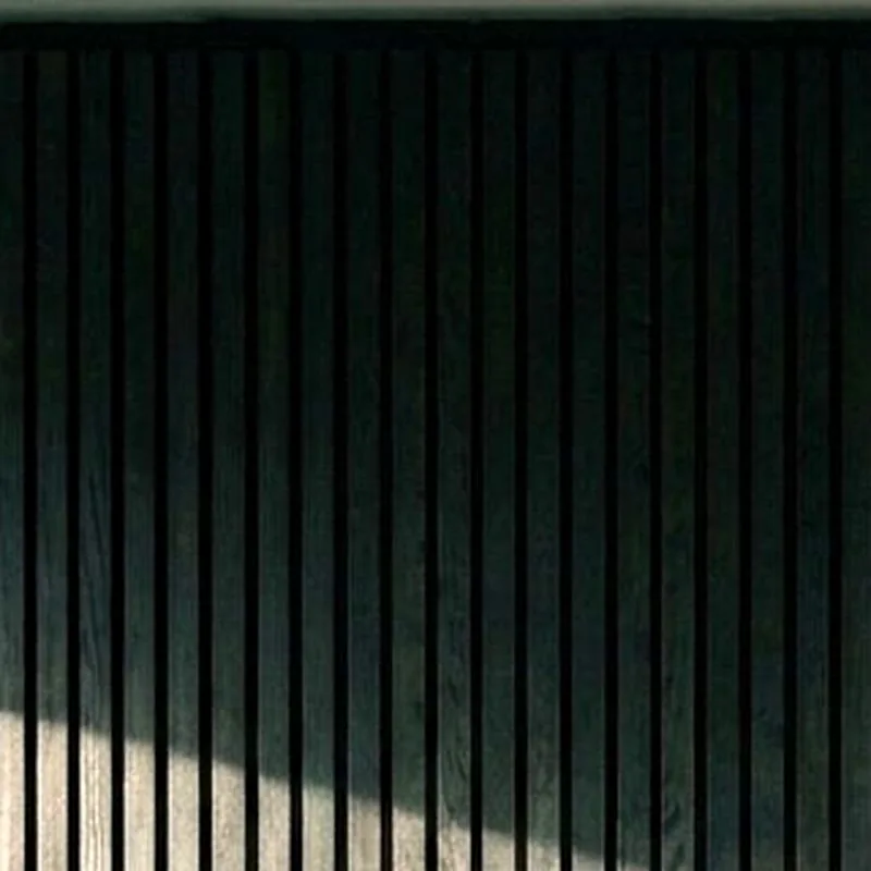 Slatted panel media wall finish sample