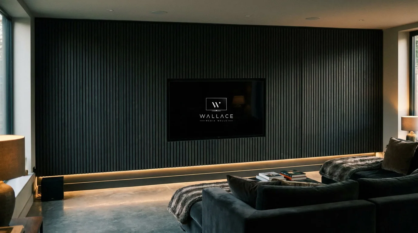 Architectural feature wall forming the focal point of a living room