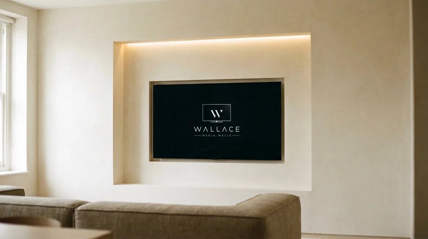 Bespoke media wall with integrated television and lighting